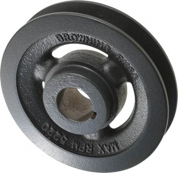 Browning - 1" Bore, 1-5/32 Long, 4-3/4" Outside Diam, Finished Bore Single Groove V Belt Sheave - 7/8" Wide, 4.4 Belt Pitch B, 4" Pitch Diam of 4L Belt - Makers Industrial Supply