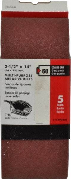 Porter-Cable - 2-1/2" Wide x 14" OAL, 60 Grit, Aluminum Oxide Abrasive Belt - Aluminum Oxide, Medium, Coated, X Weighted Cloth Backing - Makers Industrial Supply