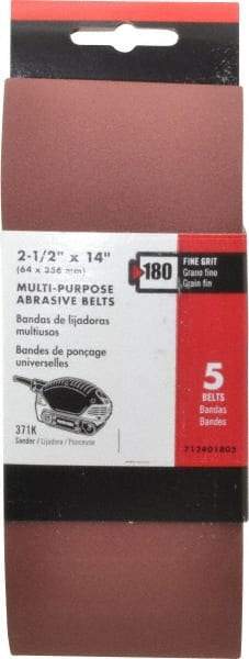 Porter-Cable - 2-1/2" Wide x 14" OAL, 180 Grit, Aluminum Oxide Abrasive Belt - Aluminum Oxide, Fine, Coated, X Weighted Cloth Backing - Makers Industrial Supply