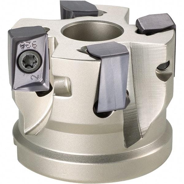 Iscar - 4 Inserts, 2-1/2" Cut Diam, 1" Arbor Diam, 0.642" Max Depth of Cut, Indexable Square-Shoulder Face Mill - 0/90° Lead Angle, 1-3/4" High, H490 AN.X 17 Insert Compatibility, Through Coolant, Series Helido - Makers Industrial Supply