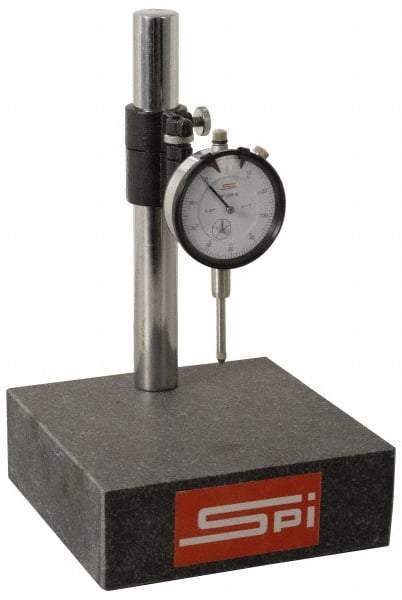 SPI - 0.001" Graduation, 0-100 Dial Reading, Indicator & Base Kit - 6" Base Length x 6" Base Width x 2" Base Height, 2" Dial Diam - Makers Industrial Supply