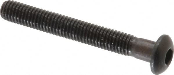 Made in USA - #10-32 UNF Hex Socket Drive, Button Screw - Alloy Steel, Black Oxide Finish, Fully Threaded, 1-1/2" Length Under Head - Makers Industrial Supply