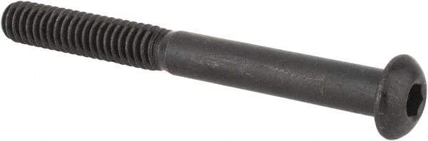 Made in USA - 1/4-20 UNC Hex Socket Drive, Button Screw - Alloy Steel, Black Oxide Finish, Fully Threaded, 2-1/2" Length Under Head - Makers Industrial Supply