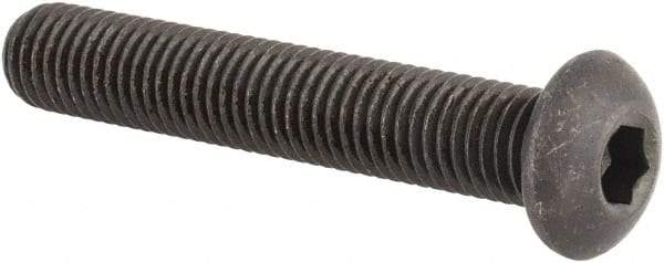 Made in USA - 1/4-28 UNF Hex Socket Drive, Button Screw - Alloy Steel, Black Oxide Finish, Fully Threaded, 1-1/2" Length Under Head - Makers Industrial Supply