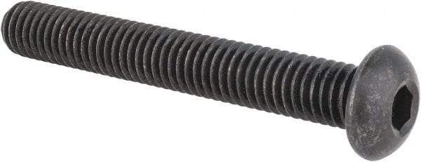 Made in USA - 3/8-16 UNC Hex Socket Drive, Button Screw - Alloy Steel, Black Oxide Finish, Fully Threaded, 2-3/4" Length Under Head - Makers Industrial Supply