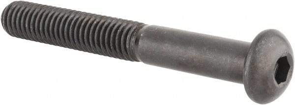 Made in USA - 3/8-16 UNC Hex Socket Drive, Button Screw - Alloy Steel, Black Oxide Finish, Fully Threaded, 3" Length Under Head - Makers Industrial Supply