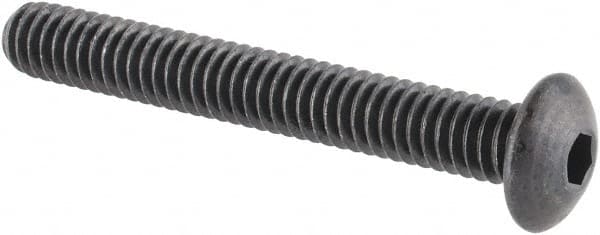 Made in USA - #8-32 UNC Hex Socket Drive, Button Screw - Alloy Steel, Black Oxide Finish, Fully Threaded, 1-1/4" Length Under Head - Makers Industrial Supply