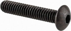 Made in USA - #8-32 UNC Hex Socket Drive, Button Screw - Alloy Steel, Black Oxide Finish, Fully Threaded, 7/8" Length Under Head - Makers Industrial Supply