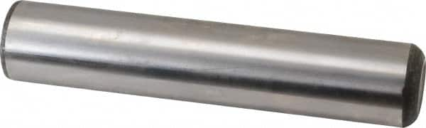 Made in USA - 1" Diam x 5" Pin Length Grade 8 Alloy Steel Standard Dowel Pin - Bright Finish, C 47-58 & C 60 (Surface) Hardness, 117,800 Lb (Single Shear), 235,600 Lb (Double Shear) Breaking Strength, 1 Beveled & 1 Rounded End - Makers Industrial Supply