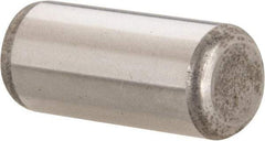 Made in USA - 7/16" Diam x 1" Pin Length Grade 8 Alloy Steel Standard Dowel Pin - Bright Finish, C 47-58 & C 60 (Surface) Hardness, 22,550 Lb (Single Shear), 45,100 Lb (Double Shear) Breaking Strength, 1 Beveled & 1 Rounded End - Makers Industrial Supply