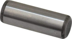 Made in USA - 7/16" Diam x 1-1/4" Pin Length Grade 8 Alloy Steel Standard Dowel Pin - Bright Finish, C 47-58 & C 60 (Surface) Hardness, 22,550 Lb (Single Shear), 45,100 Lb (Double Shear) Breaking Strength, 1 Beveled & 1 Rounded End - Makers Industrial Supply