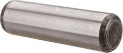 Made in USA - 7/16" Diam x 1-1/2" Pin Length Grade 8 Alloy Steel Standard Dowel Pin - Bright Finish, C 47-58 & C 60 (Surface) Hardness, 22,550 Lb (Single Shear), 45,100 Lb (Double Shear) Breaking Strength, 1 Beveled & 1 Rounded End - Makers Industrial Supply