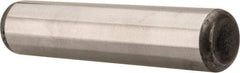 Made in USA - 7/16" Diam x 2" Pin Length Grade 8 Alloy Steel Standard Dowel Pin - Bright Finish, C 47-58 & C 60 (Surface) Hardness, 22,550 Lb (Single Shear), 45,100 Lb (Double Shear) Breaking Strength, 1 Beveled & 1 Rounded End - Makers Industrial Supply