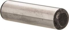 Made in USA - 1/2" Diam x 1-3/4" Pin Length Grade 8 Alloy Steel Standard Dowel Pin - Bright Finish, C 47-58 & C 60 (Surface) Hardness, 29,450 Lb (Single Shear), 58,900 Lb (Double Shear) Breaking Strength, 1 Beveled & 1 Rounded End - Makers Industrial Supply