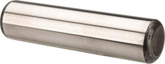 Made in USA - 1/2" Diam x 2" Pin Length Grade 8 Alloy Steel Standard Dowel Pin - Bright Finish, C 47-58 & C 60 (Surface) Hardness, 29,450 Lb (Single Shear), 58,900 Lb (Double Shear) Breaking Strength, 1 Beveled & 1 Rounded End - Makers Industrial Supply