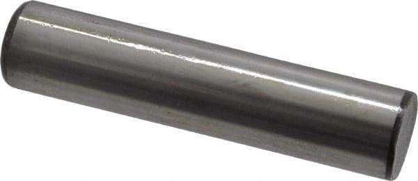 Made in USA - 1/2" Diam x 2-1/4" Pin Length Grade 8 Alloy Steel Standard Dowel Pin - Bright Finish, C 47-58 & C 60 (Surface) Hardness, 29,450 Lb (Single Shear), 58,900 Lb (Double Shear) Breaking Strength, 1 Beveled & 1 Rounded End - Makers Industrial Supply