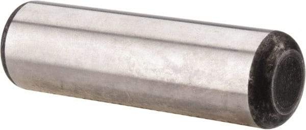 Made in USA - 3/4" Diam x 2-1/2" Pin Length Grade 8 Alloy Steel Standard Dowel Pin - Bright Finish, C 47-58 & C 60 (Surface) Hardness, 132,400 Lb (Double Shear), 66,200 Lb (Single Shear) Breaking Strength, 1 Beveled & 1 Rounded End - Makers Industrial Supply