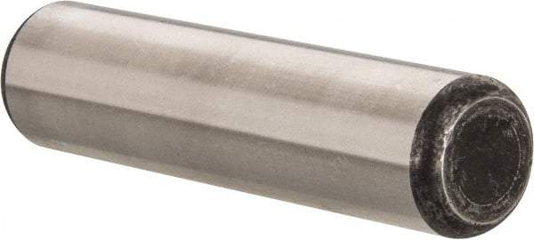 Made in USA - 3/4" Diam x 3" Pin Length Grade 8 Alloy Steel Standard Dowel Pin - Bright Finish, C 47-58 & C 60 (Surface) Hardness, 132,400 Lb (Double Shear), 66,200 Lb (Single Shear) Breaking Strength, 1 Beveled & 1 Rounded End - Makers Industrial Supply