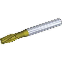 Kennametal - 3/8-16 UNC 4 Flute 3B Plug Spiral Flute Tap - Solid Carbide, TiAlN/TiN Finish, 3.54" OAL, Left Hand Flute, Right Hand Thread - Makers Industrial Supply