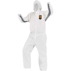 Size 2XL SMS General Purpose Coveralls White, Zipper Closure, Elastic Cuffs, Elastic Ankles, Serged Seams