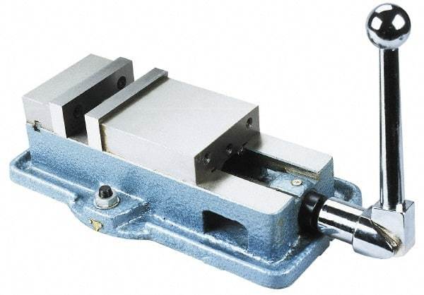 Interstate - 6" Jaw Width, 7-1/2" Jaw Opening Capacity, Horizontal Stationary Machine Vise - Manual Operation, 7,875 Lb Capacity, 1 Station, 17.2" Long x 4.93" High x 1-1/2" Deep, 1-1/2" Jaw Height, Cast Iron - Makers Industrial Supply