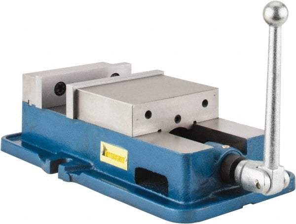 Interstate - 6" Jaw Width, 5-29/32" Jaw Opening Capacity, Horizontal Stationary Machine Vise - Manual Operation, 7,875 Lb Capacity, 1 Station, 16.85" Long x 4.72" High x 1-1/2" Deep, 1-1/2" Jaw Height, Cast Iron - Makers Industrial Supply