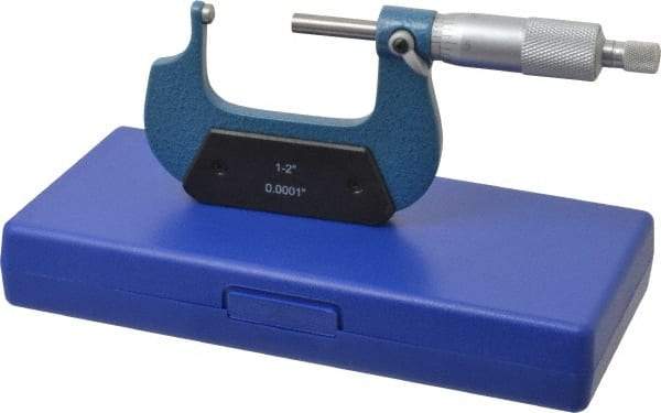 Value Collection - 1 to 2 Inch Measurement Range, 0.0001 Inch Graduation, Spherical Anvil, Ratchet Stop Thimble, Mechanical Anvil, Tube Micrometer - Accurate Up to 0.0001 Inch, Accurate Up to 0.0001 Inch, Enamel Finish, Carbide - Makers Industrial Supply