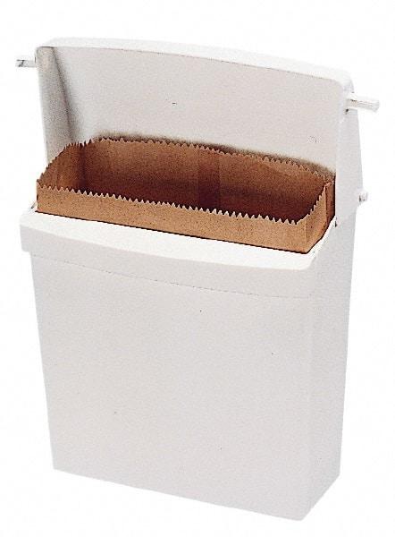 Rubbermaid - Plastic Feminine Hygiene Product Receptacle - 10-3/4" High x 12-1/2" Wide x 5-1/4" Deep, White - Makers Industrial Supply