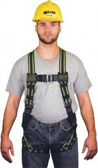 Miller - 400 Lb Capacity, Size Universal, Full Body Construction Safety Harness - Elastomer, Tongue Leg Strap, Mating Chest Strap, Green/Black - Makers Industrial Supply