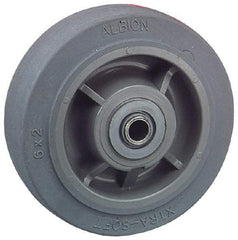 Albion - 5 Inch Diameter x 2 Inch Wide, Solid Rubber Caster Wheel - 375 Lb. Capacity, 2-3/16 Inch Hub Length, 1/2 Inch Axle Diameter, Roller Bearing - Makers Industrial Supply