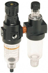 Wilkerson - 1/4" NPT Port Miniature 2 Piece Filter/Regulator-Lubricator FRL Unit - Polycarbonate Bowl, 20 SCFM, 150 Max psi, 6.21" High, Manual Drain - Makers Industrial Supply