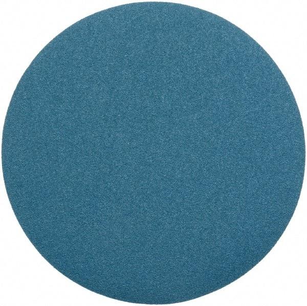 Superior Abrasives - 18" Diam, 40 Grit Zirconia Alumina Adhesive PSA Disc - Coarse Grade, Blue, Cloth Backing, Flexible - Makers Industrial Supply