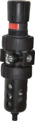 Parker - 3/8" NPT Port Intermediate 1 Piece Filter/Regulator FRL Unit - Polycarbonate Bowl, 55 SCFM, 150 Max psi, 10.38" High, Manual Drain - Makers Industrial Supply