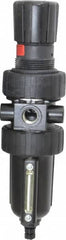 Parker - 3/8" NPT Port Intermediate 1 Piece Filter/Regulator FRL Unit - Metal Bowl, 55 SCFM, 250 Max psi, 10.38" High, Manual Drain - Makers Industrial Supply