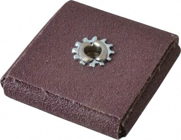 3M - 80 Grit, Medium Grade, Aluminum Oxide Square Pad - 2" Long x 2" Wide x 1/2" Thick, Cloth Backed, X Backing Weight, 12,000 Max RPM - Makers Industrial Supply