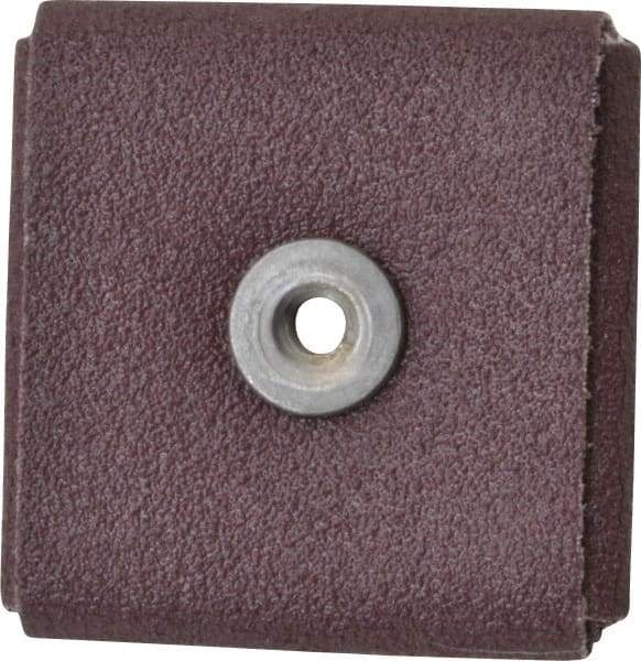 3M - 80 Grit, Medium Grade, Aluminum Oxide Square Pad - 2" Long x 2" Wide x 3/8" Thick, Cloth Backed, X Backing Weight, 12,000 Max RPM - Makers Industrial Supply