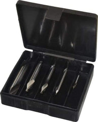 Interstate - 5 Piece, #1 to 5, Plain Edge, High Speed Steel Combo Drill & Countersink Set - 60° Incl Angle, Double End - Makers Industrial Supply