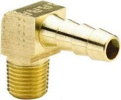 Parker - 1/8 NPTF Thread Hose Barb x Male NPT 90° Elbow - 3/8" ID Hose, Brass - Makers Industrial Supply