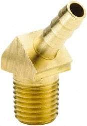 Parker - 1/4 NPTF Thread Hose Barb x Male NPT 45° Elbow - 3/8" ID Hose, Brass - Makers Industrial Supply