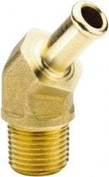 Parker - 3/8 NPT Thread Hose Barb x Male NPT 45° Elbow - 3/8" ID Hose x 0.45" OD Hose, Brass - Makers Industrial Supply