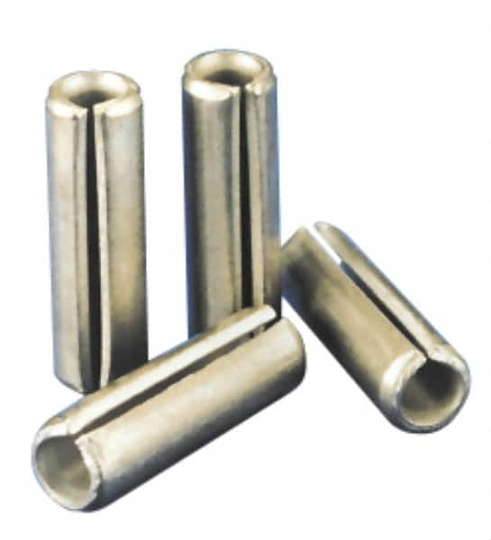 Made in USA - 8mm Diam x 10mm Long Slotted Spring Pin - Grade 1070-1080 Steel, Plain Finish - Makers Industrial Supply