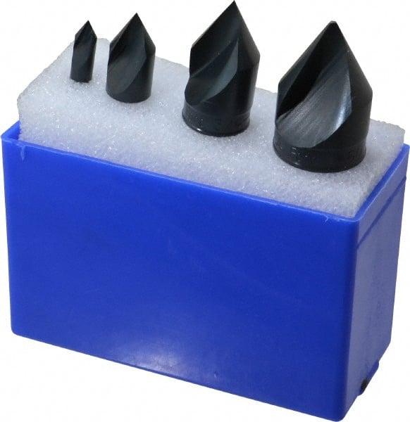 M.A. Ford - 4 Piece, 1/4 to 1" Head Diam, 60° Included Angle, Single End Countersink Set - Makers Industrial Supply