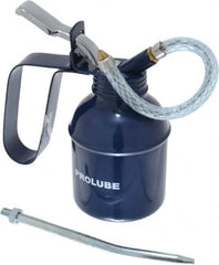 PRO-LUBE - 200 mL Capcity, 6" Long Flexible Spout, Lever-Type Oiler - Brass Pump, Steel Body, Powder Coated - Makers Industrial Supply