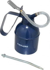 PRO-LUBE - 300 mL Capcity, 6" Long Flexible Spout, Lever-Type Oiler - Brass Pump, Steel Body, Powder Coated - Makers Industrial Supply