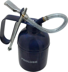 PRO-LUBE - 400 mL Capcity, 7" Long Flexible Spout, Lever-Type Oiler - Brass Pump, Steel Body, Powder Coated - Makers Industrial Supply