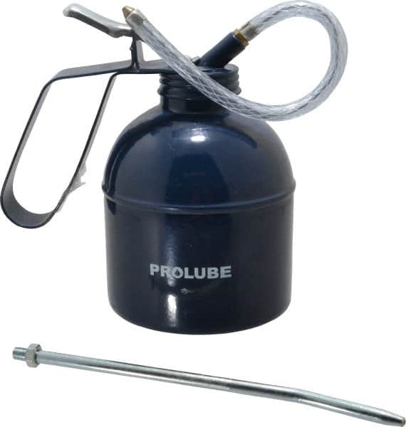 PRO-LUBE - 1,000 mL Capcity, 8" Long Flexible Spout, Lever-Type Oiler - Brass Pump, Steel Body, Powder Coated - Makers Industrial Supply