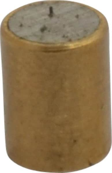 Mag-Mate - 3/16" Diam x 1/4" High, 0.02 Lb Average & 0.05 Lb Max Pull Force, Brass Alnico Shielded Magnet - 800°F Max Operating Temp, 0.018" Wall Thickness - Makers Industrial Supply