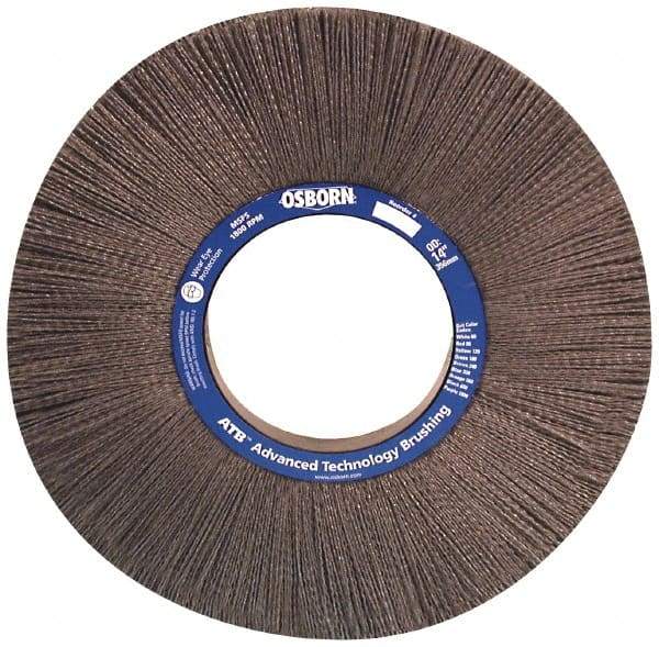 Osborn - 14" OD, 5-1/4" Arbor Hole, Crimped Nylon Wheel Brush - 1" Face Width, 3-5/8" Trim Length, 0.04" Filament Diam, 1,800 RPM - Makers Industrial Supply