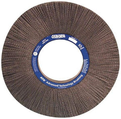 Osborn - 12" OD, 4-1/4" Arbor Hole, Crimped Nylon Wheel Brush - 1" Face Width, 3" Trim Length, 0.022" Filament Diam, 1,800 RPM - Makers Industrial Supply