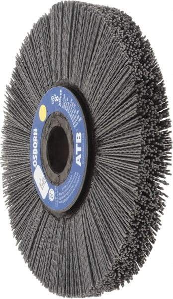 Osborn - 8" OD, 1-1/4" Arbor Hole, Crimped Nylon Wheel Brush - 1" Face Width, 2-1/4" Trim Length, 0.04" Filament Diam, 3,600 RPM - Makers Industrial Supply